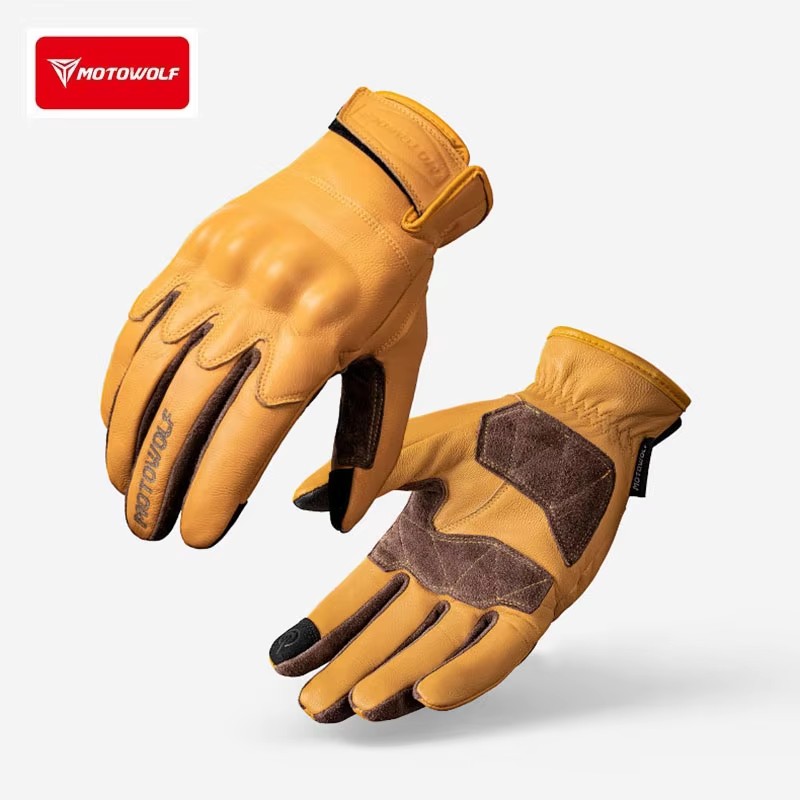 Leren motorhandschoenen Retro  - Motorcycle Glove Knuckle recensie en prijs